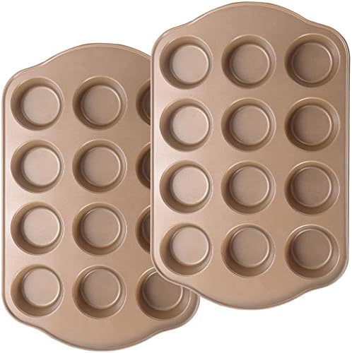 2 Pack Nonstick Muffin Pan Set, 12-Cup Heavy Duty Cupcake Baking Pan