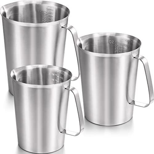 Flutesan 3 Pack Stainless Steel Measuring Cups, 16/32/64 oz Metal
