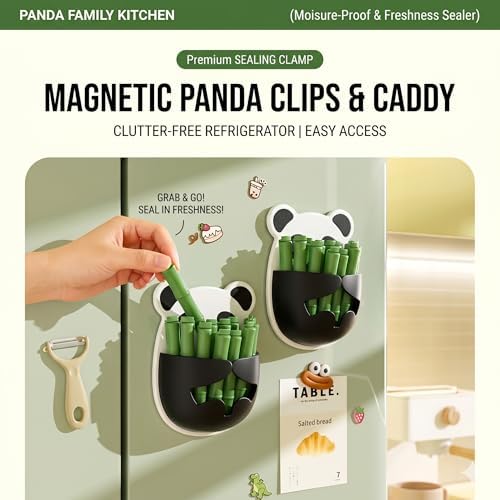 Magnetic Bamboo Cute Chip Clips&Panda Bag Clips for Food Storage