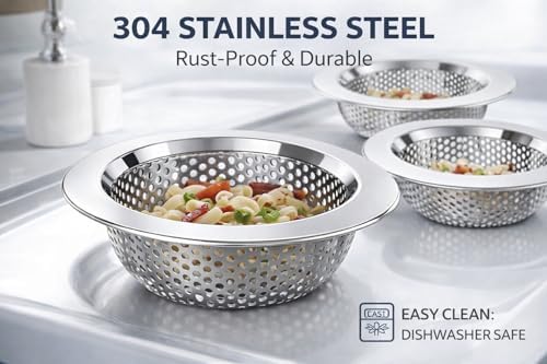 Sink Strainer Basket (3 Pack) – 304 Stainless Steel Kitchen Drain