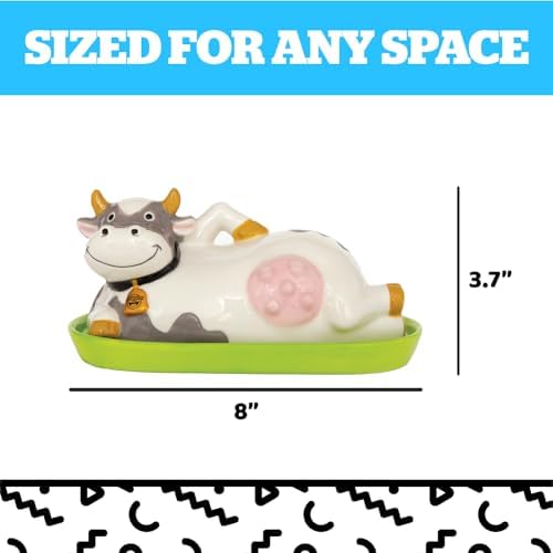 BigMouth Inc Udderly Buttery Novelty Butter Dish, Ceramic Cow-Shaped