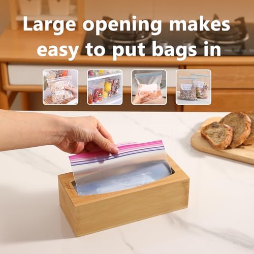 CRAKTH Plastic Bag Storage Organizer for Kitchen Drawer, Bamboo
