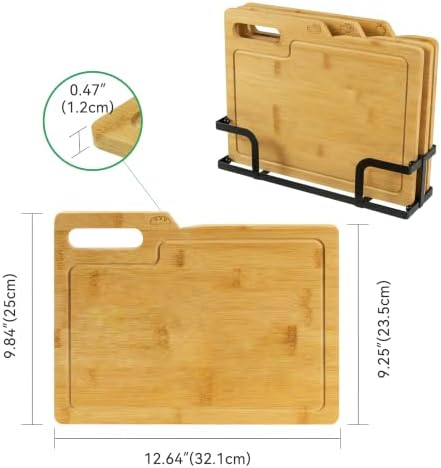 VaeFae Bamboo Cutting Board Set with Storage Rack