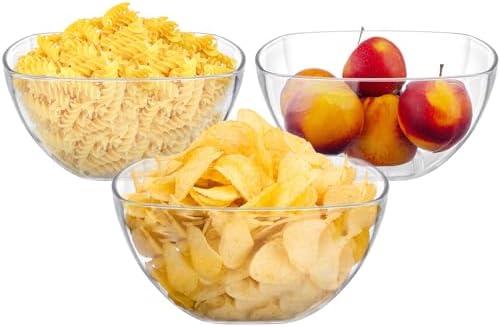 TOPZEA Set of 3 Clear Plastic Serving Bowls for Party, 94oz Acrylic