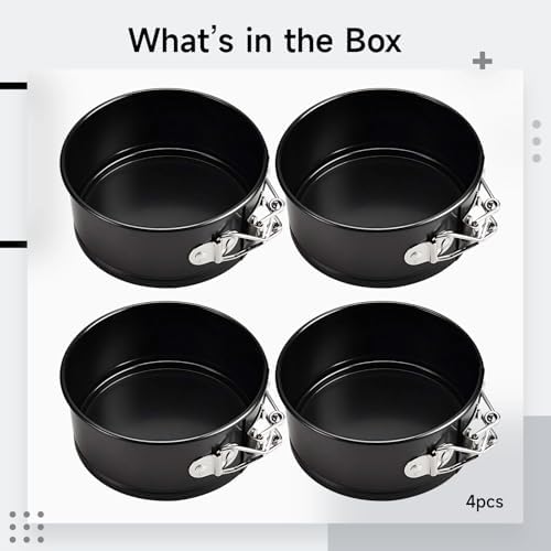 4 Pcs Mini Springform Cake Pans, 4.3 in / 11 cm Round Nonstick Cake