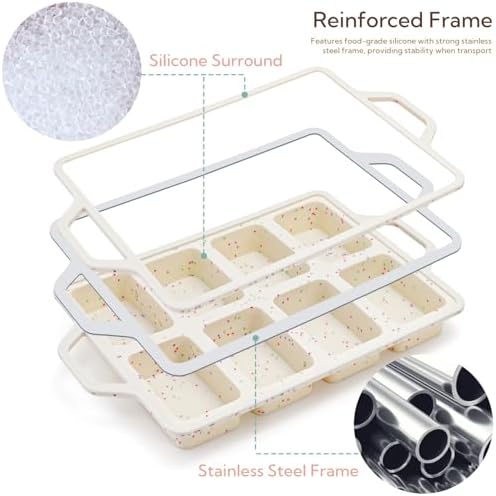2 Pack Silicone Mini Loaf Pans, Reinforced Metal Frame