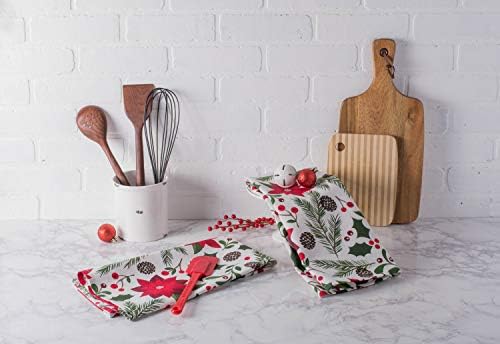 DII Christmas Kitchen Towel Set, Floral Tea Towels for Baking