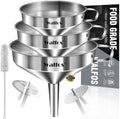 Stainless Steel Funnel, Walfos 3 Pack Kitchen Funnel with 2 Removable