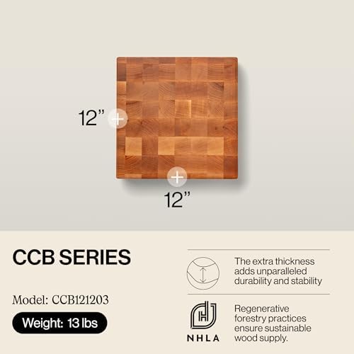 John Boos Maple Wood Chopping Block, 12 x 12 x 3 Inches