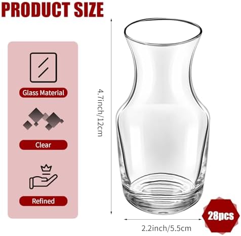 28 Pcs Wine Carafes Glass, 6.5 oz Small Single Serving Decanter