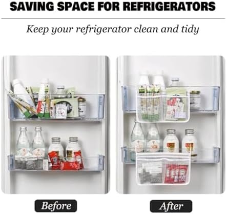 3PS Refrigerator Door Organizer Set, Fridge Hanging Mesh Bag for