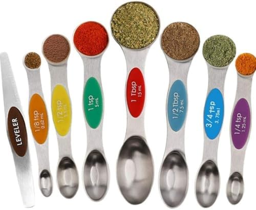 Magnetic Stackable 430 Stainless Steel Dual‐End Measuring Spoons Set