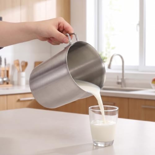 Stainless Steel Pitcher with Lid, 70 oz/2 L Metal Measuring Cup