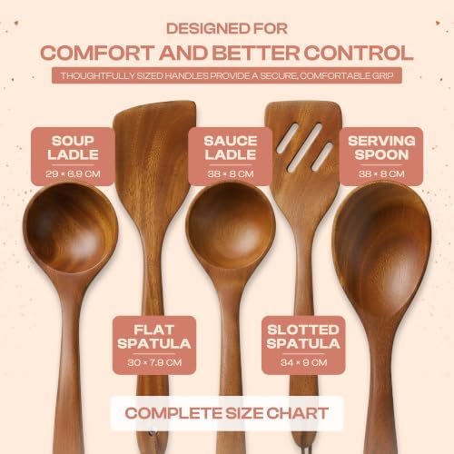 SAVVYDIVAH Wooden Kitchen Utensil Set – Non Toxic Mahogany Wooden