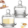 Dicunoy 2 Pack Glass Butter Dishes, Small Round Butter Keeper with