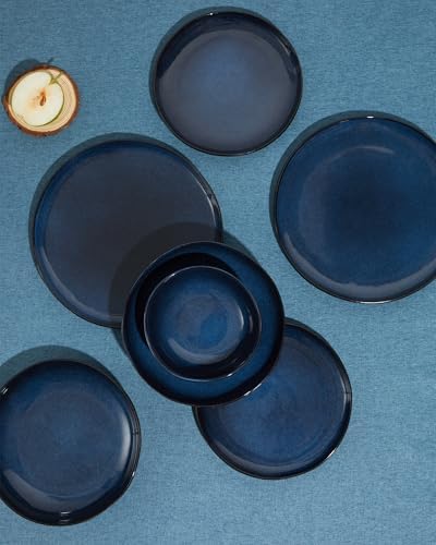 Pokini Stoneware Dinnerware Sets for 8, 24Pcs Ceramic Plates and Bowls Sets