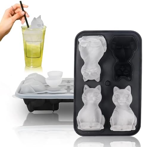 3D Cat Ice Cube Mold,Slow-Melting & BPA-Free Ice Cube Tray