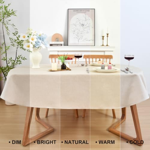 Wolkemer Oval Tablecloth 60 x 84 Inches Faux Linen Water Resistant