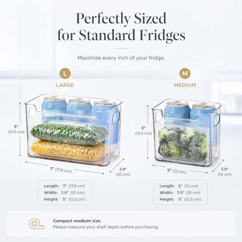 Clear Freezer Storage Bins, Crack-Resistant Plastic Fridge Storage