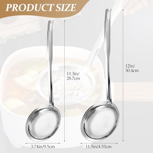 2 Pack Fine Mesh Strainer Stainless Steel Kitchen Sieve - Oil Grease