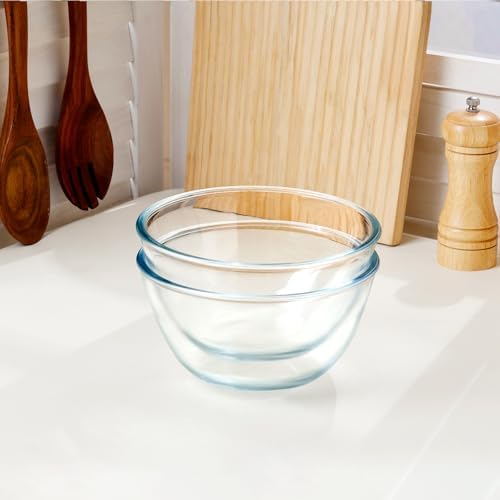 NUTRIUPS Glass Mixing Bowls Borosilicate Glass Salad Bowl Clear Glass
