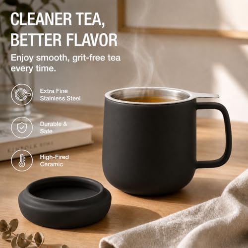 Tealyra - Sumo Porcelain Loose Tea Steeping Mug - 15oz/450 ml Ceramic