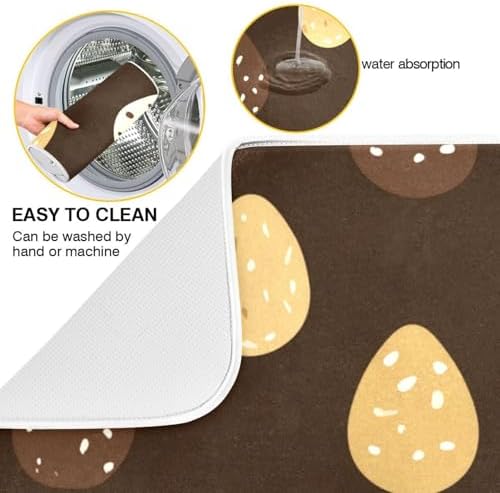 OTVEE Striped Chocolate Art Dish Drying Mat for Kitchen Counter