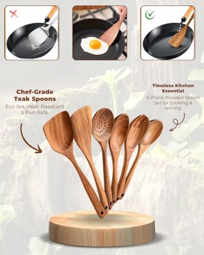 6-Piece Teak Wood Cooking Utensil Set