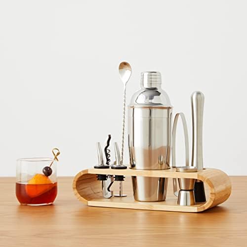 Amazon Basics 10-Piece Stainless Steel Cocktail Shaker Bar Tool Set