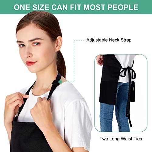 Jubatus 2 Pack 3 Pockets Adjustable Bib Apron Chef Kitchen Cooking