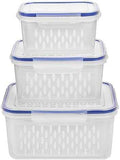 Fruit and Vegetable Storage Containers for Fridge, 6-Piece Set, Blue