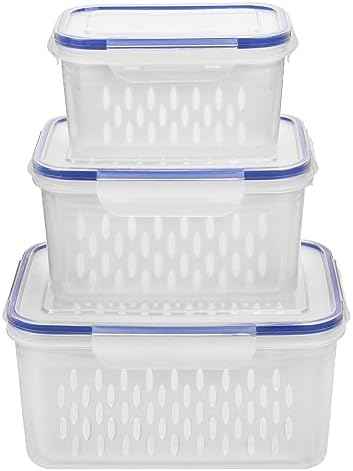 Fruit and Vegetable Storage Containers for Fridge, 6-Piece Set, Blue