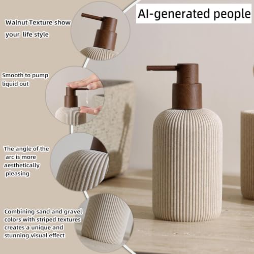 Bathroom Accessories Set, 5 PCS, Beige