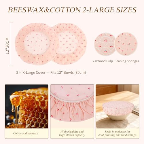 Reusable Beeswax Bowl Covers for Bread Proofing, 12 Inch