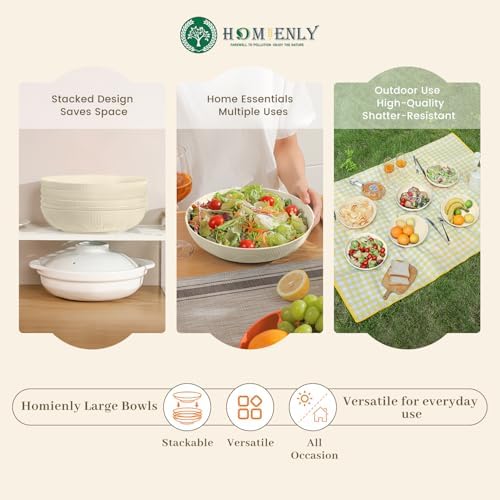Homienly 65 oz Large Salad Bowls Wheat Straw Big Bowls 10 inch Serving