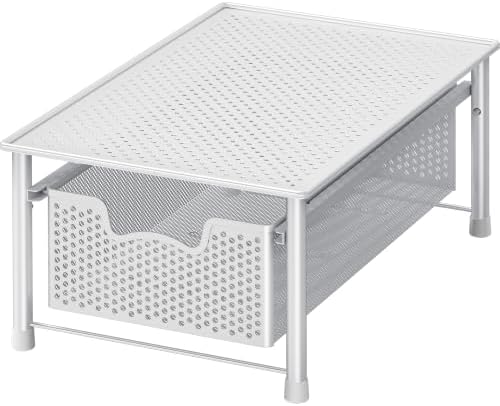 Simple Houseware Stackable Cabinet Basket Drawer Organizer, White