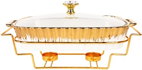 Ceramic 14-Inch 1.6-Quart Casserole Baking Pan with Glass Lid