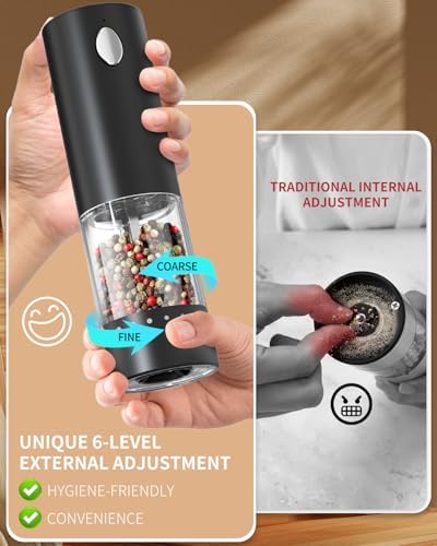CIRCLE JOY Electric Salt and Pepper Grinder Set, Rechargeable
