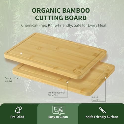 BAMBANG Bamboo Cutting Board Set, 3-Piece Wooden Chopping Boards for