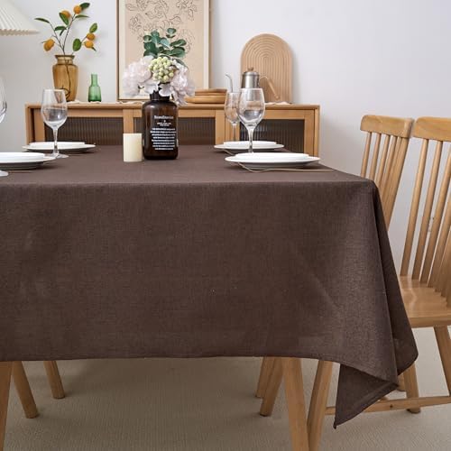 NLMUVW Brown Linen Tablecloth, Chocolate Table Cloth Rectangular
