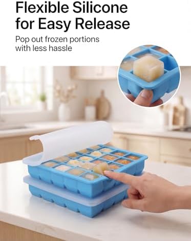 6 Pack 1 Tbsp Silicone Freezer Molds with Lids, Garlic Freezer Tray