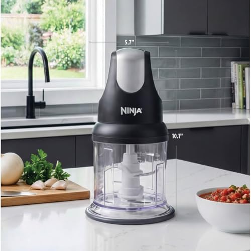 Ninja Express Chop Manual Food Processor, 16oz Bowl, Gray, NJ100GR