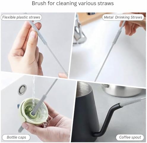 Silicone Bottle Brush & Silicone Straw Cleaner Set – 12.5” Long