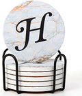 Monogrammed Coasters for Drinks Absorbents with Holder, Set of 6