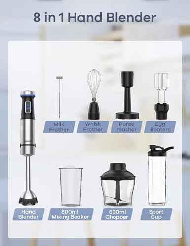 Ganiza Immersion Blender Handheld Corded 8 in 1 Hand Blender Max 1000W