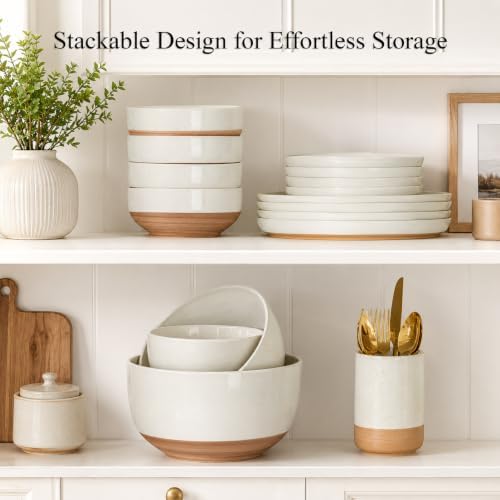 AmorArc Ceramic Mixing Bowls,Stoneware Nesting Bowls Set of 3 for