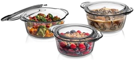 Simax Glass Casserole Dish Set with Lids, Set of 3