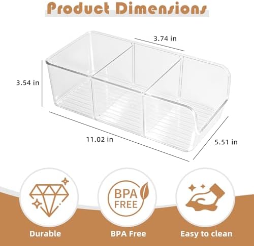 4 Pack Chip Bag Organizer for Pantry, 3-Compartment Chip Storage