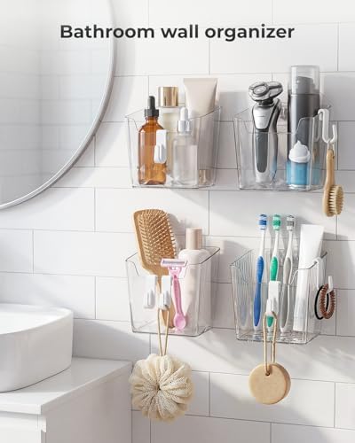 Wall Mount Organizer, 6 Hooks and 4 Pack Cabinet Door Storage Bins