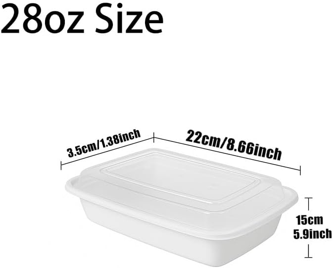 50 Pack Meal Prep Containers with Lids, Disposable Plastic Food